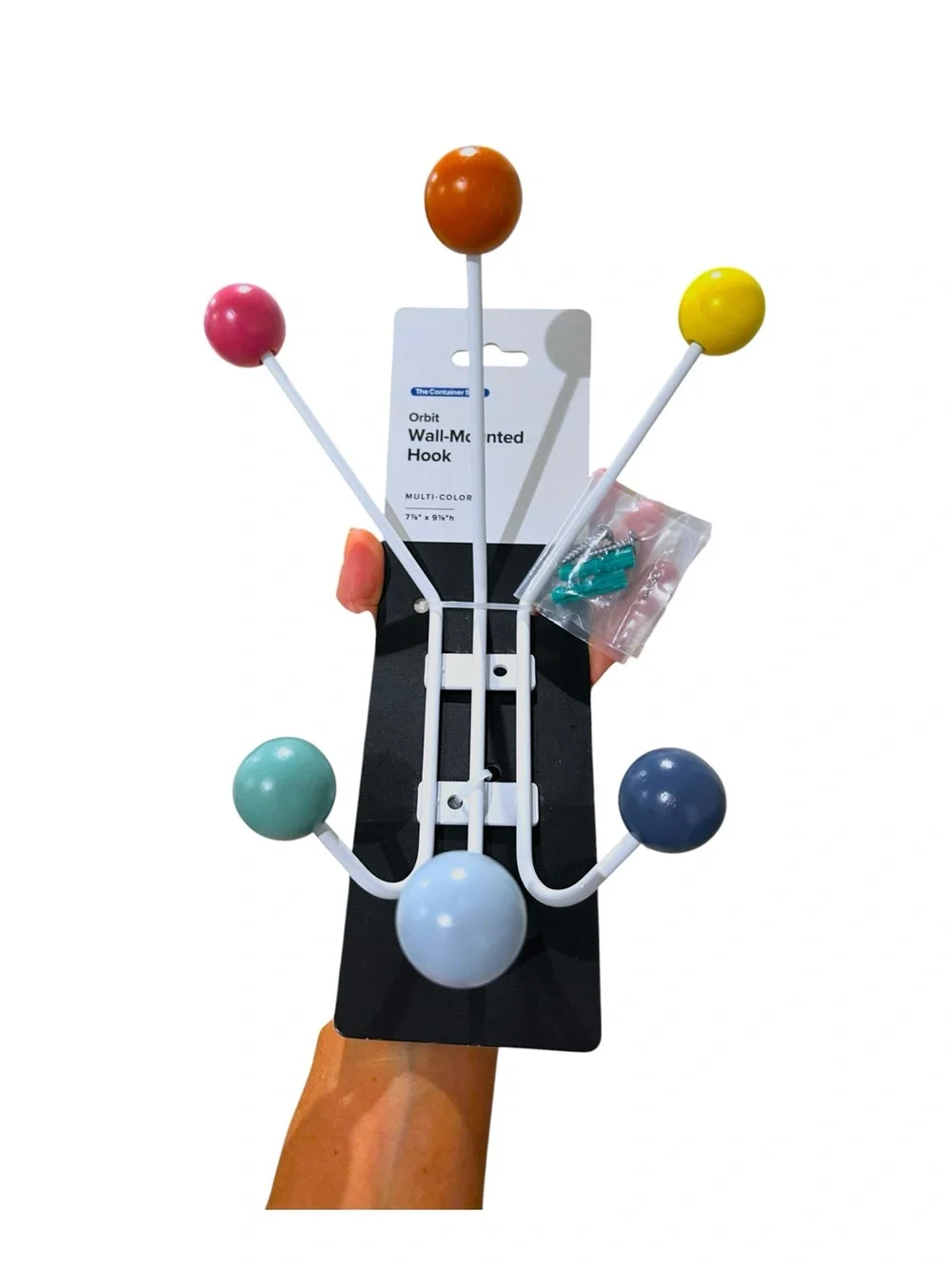The Container Store 6 Hook Colorful Orbit Wall‑Mounted Storage Mount Multi‑Color